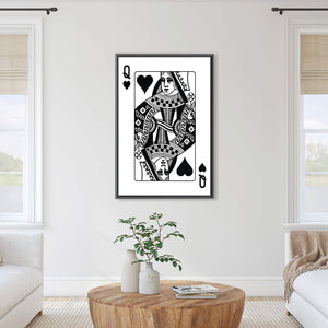 Queen of Hearts - White Clock Canvas