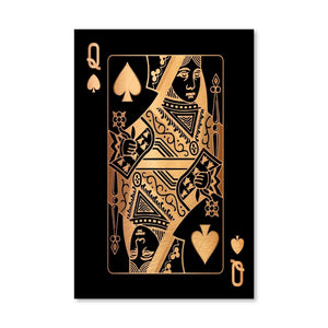 Queen of Spades - Gold Canvas Art Clock Canvas
