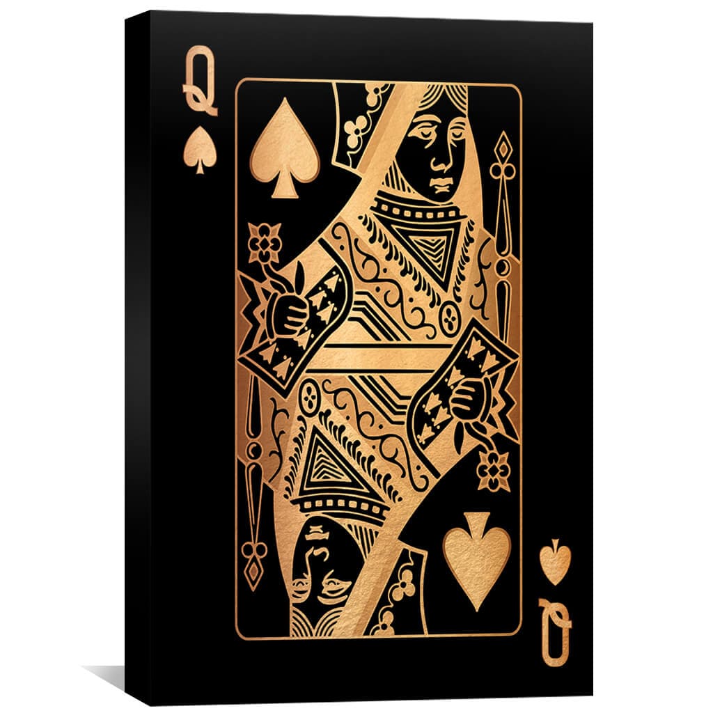 Queen of Spades - Gold Canvas Art 30 x 45cm / Standard Gallery Wrap Clock Canvas
