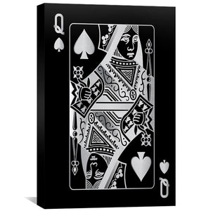 Queen of Spades - Silver Canvas Art 30 x 45cm / Standard Gallery Wrap Clock Canvas