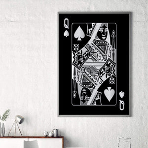 Queen of Spades - Silver Clock Canvas
