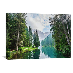 Quiet Mountain Lake Canvas Art Clock Canvas