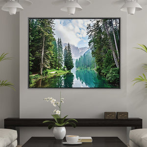 Quiet Mountain Lake Canvas Art 45 x 30cm / Unframed Canvas Print Clock Canvas