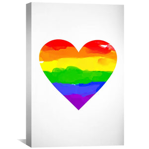 Rainbow Heart Canvas Art 30 x 45cm / Unframed Canvas Print Clock Canvas