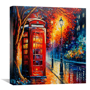 Rainy Booth Canvas Art Clock Canvas