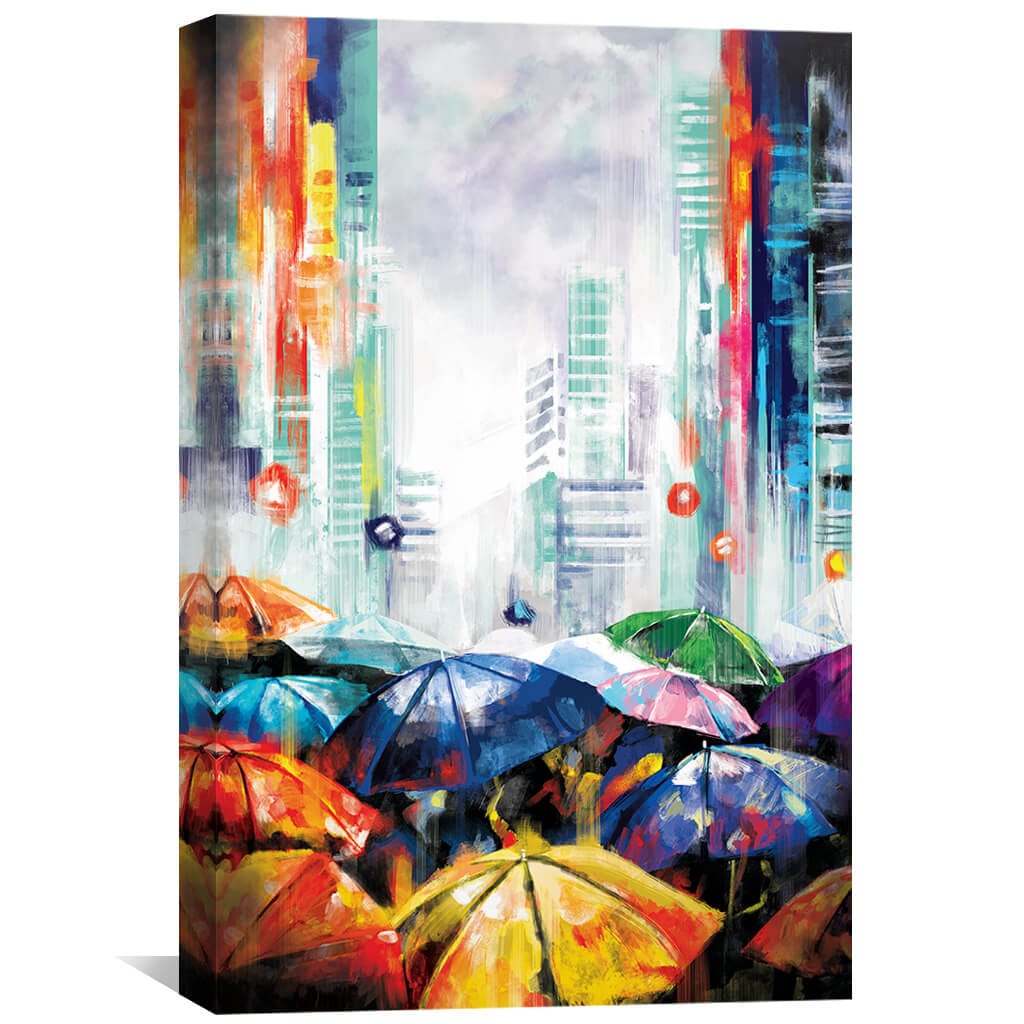 Rainy City Canvas Art 30 x 45cm / Unframed Canvas Print Clock Canvas