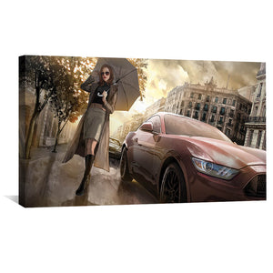 Rainy Drift Canvas Art 50 x 25cm / Unframed Canvas Print Clock Canvas