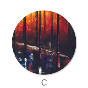 Rainy Stroll - Circle Canvas Art C / 40 x 40cm / Standard Gallery Wrap Clock Canvas