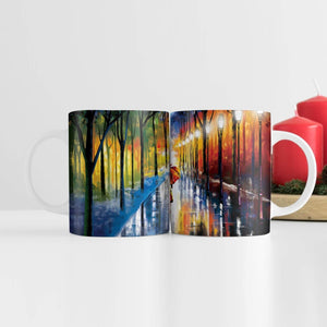 Rainy Stroll Mug Mug White Clock Canvas