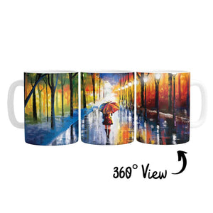 Rainy Stroll Mug Mug White Clock Canvas