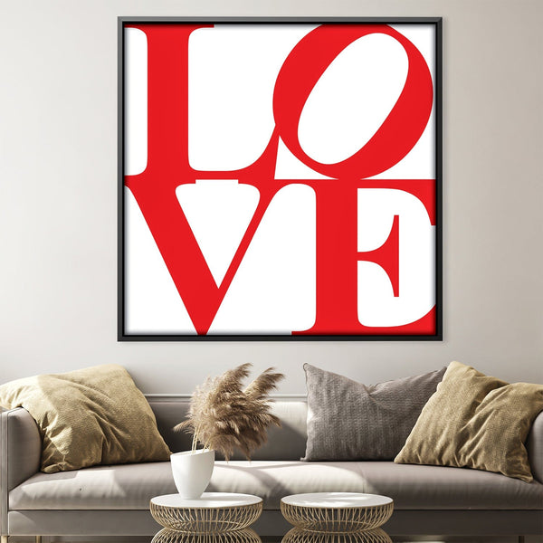Red and White Love Canvas Art Clock Canvas