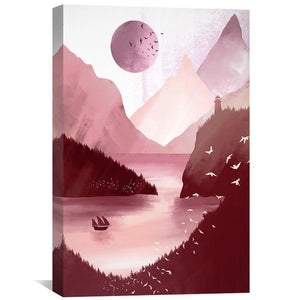 Red Lake Canvas Art Clock Canvas