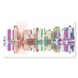 Reflection City Canvas Art Clock Canvas