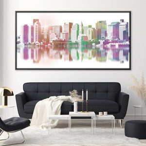 Reflection City Canvas Art Clock Canvas