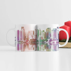 Reflection City Mug Mug White Clock Canvas