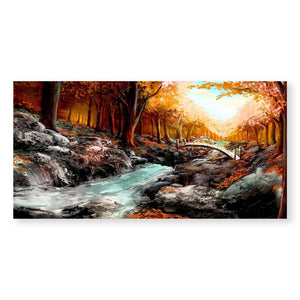 River Crossing Canvas Art Clock Canvas