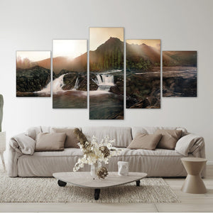 Rocky Hills Canvas - 5 Panel Art 5 Panel / Large / Standard Gallery Wrap Clock Canvas