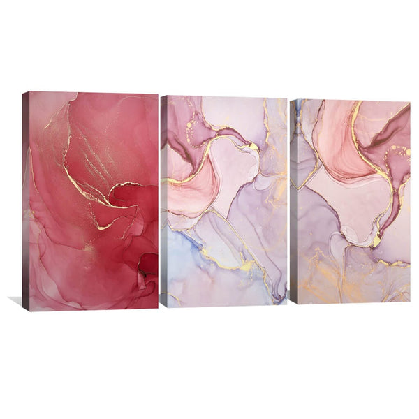 Rose Petal Canvas Art Set of 3 / 40 x 60cm / Unframed Canvas Print Clock Canvas