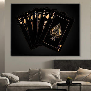 Royal Flush - Gold Canvas Art Clock Canvas