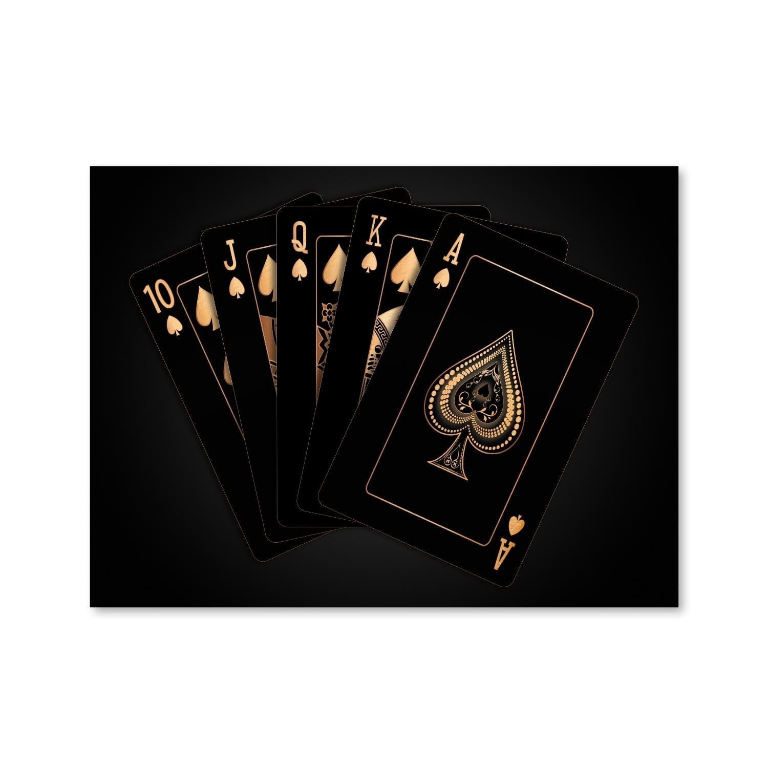 Royal Flush - Gold Canvas Art Clock Canvas