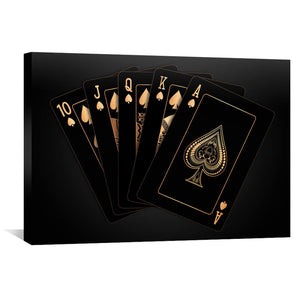 Royal Flush - Gold Canvas Art 45 x 30cm / Unframed Canvas Print Clock Canvas