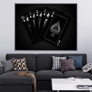 Royal Flush - Silver Canvas Art Clock Canvas