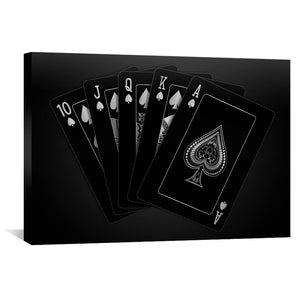 Royal Flush - Silver Clock Canvas