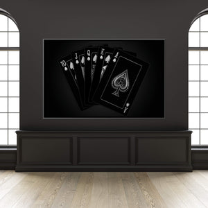 Royal Flush - Silver Canvas Art Clock Canvas