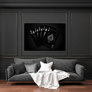 Royal Flush - Silver Clock Canvas