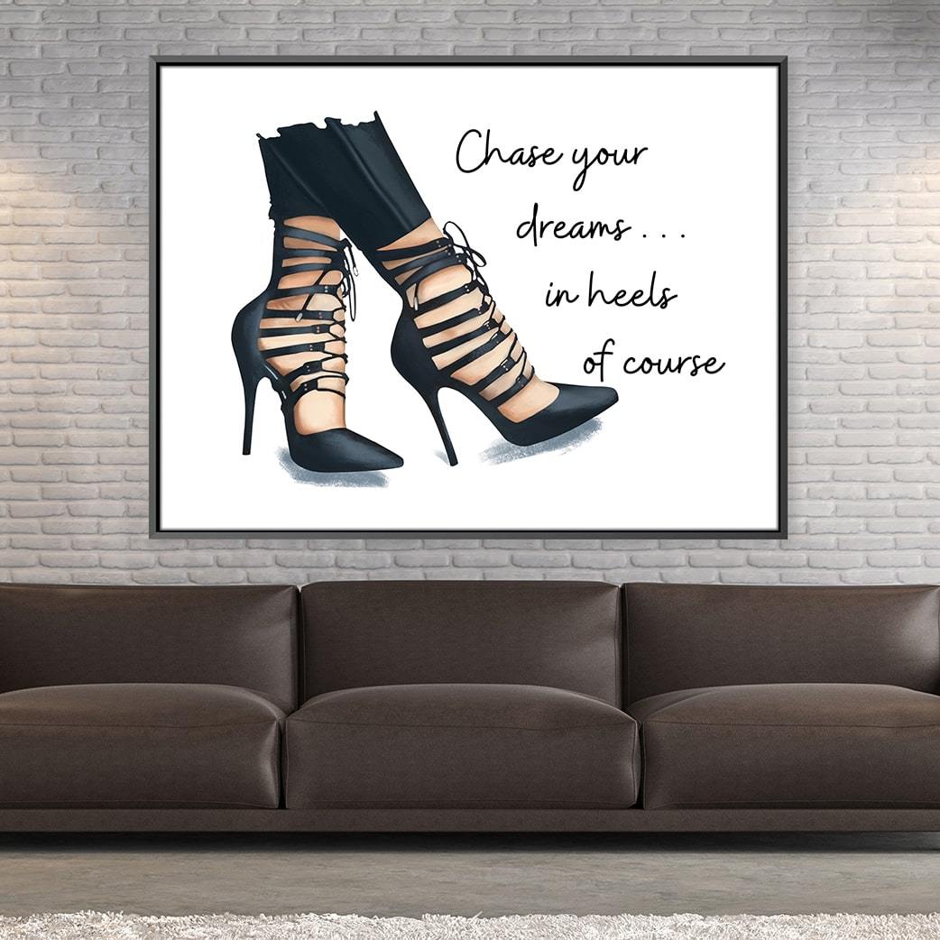 Run In Heels Canvas Art Clock Canvas