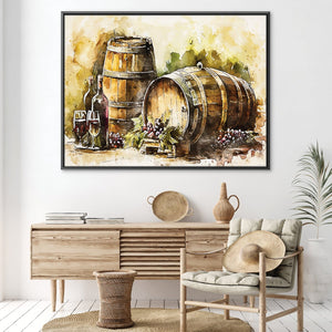 Rustic Wine Canvas Art Clock Canvas