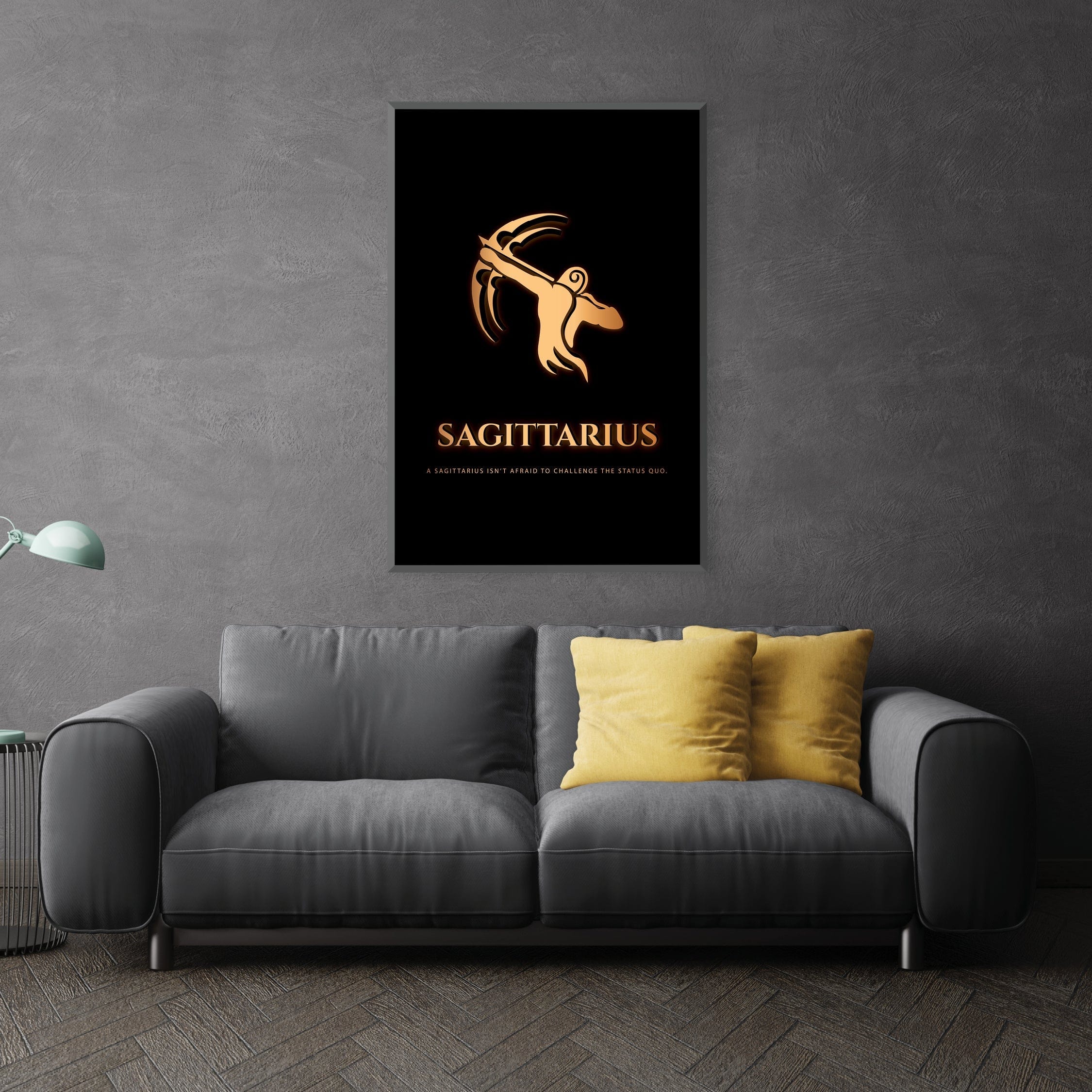 Sagittarius - Gold Clock Canvas