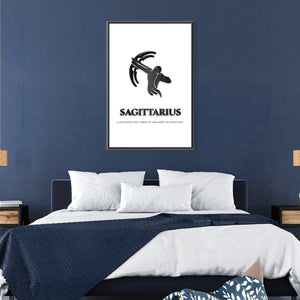 Sagittarius - White Clock Canvas