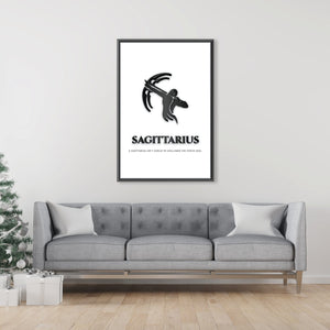 Sagittarius - White Clock Canvas