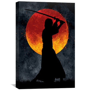 Samurai Sun Black Canvas Art Clock Canvas