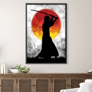 Samurai Sun White Canvas Art 30 x 45cm / Unframed Canvas Print Clock Canvas