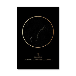 Scorpio Traits Gold Canvas Art 40 x 50cm / No Board - Canvas Print Only Clock Canvas