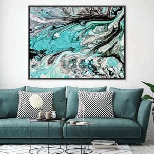 Seafoam Marble Canvas Art 45 x 30cm / Unframed Canvas Print Clock Canvas