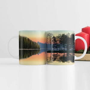 Serene Lakeview Mug Mug White Clock Canvas