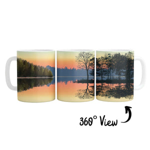 Serene Lakeview Mug Mug White Clock Canvas