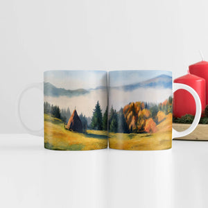 Serene Mountains Mug Mug White Clock Canvas