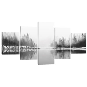 Shaded Lake Canvas - 5 Panel Art Clock Canvas