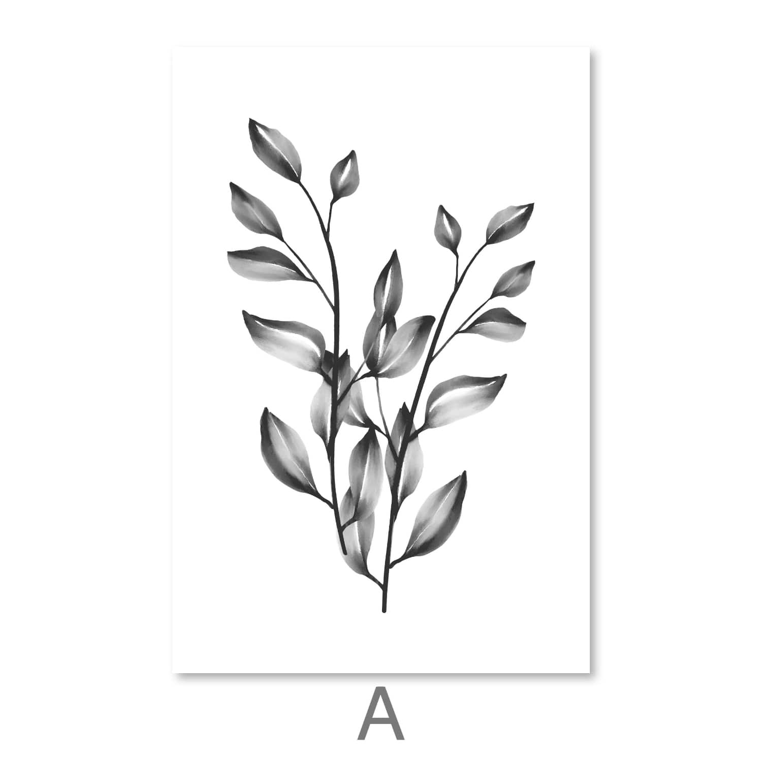 Shaded Leaves Canvas Art A / 30 x 45cm / Unframed Canvas Print Clock Canvas