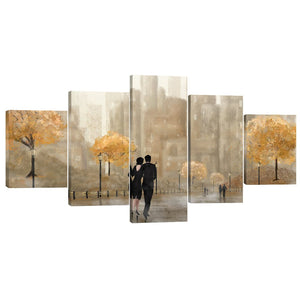 Shaded Strolls Canvas - 5 Panel Art Clock Canvas