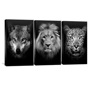 Shadow Animals Canvas Art Set of 3 / 30 x 45cm / Unframed Canvas Print Clock Canvas