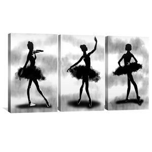 Shadow Dancers Canvas Art Set of 3 / 30 x 45cm / Unframed Canvas Print Clock Canvas