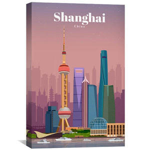 Shanghai Canvas - Studio 324 Art 30 x 45cm / Unframed Canvas Print Clock Canvas