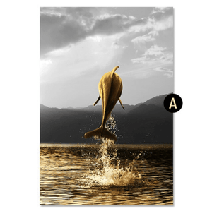 Shining Dolphin Canvas Art A / 40 x 50cm / No Board - Canvas Print Only Clock Canvas