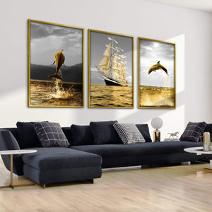 Shining Dolphin Canvas Art Clock Canvas