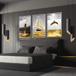 Shining Dolphin Canvas Art Clock Canvas